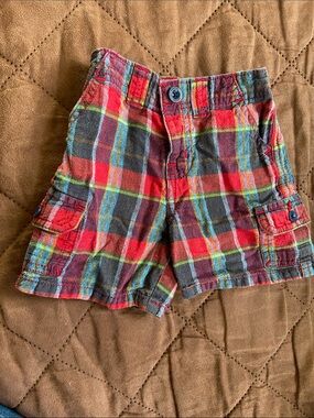baby GAP Red Plaid Cargo Shorts